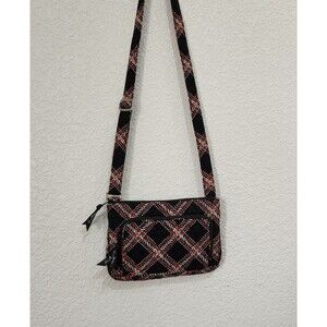 Vera Bradley Black and Red Gray Geometric Purse 10 x 7 x 1.5 inches